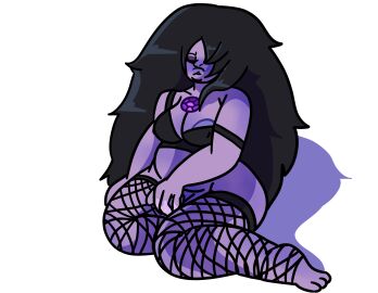 1girls 2025 amethyst_(steven_universe) areolae big_breasts black_hair blush bra breasts cartoon_network closed_eyes drawinecchi drawinecchi2 feet female female_only fishnets gem_(species) goth goth_girl gothified lips makeup masturbation no_panties purple_areola purple_body purple_skin self_upload sitting steven_universe white_background