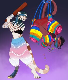 1boy 1girls amputee bitchsuit blindfold blindfolded bondage dominant_male female furry furry_only gagged_female kindreddemon male paddle paddling pinata pussy pussy_spanking pussy_torture spanking suspension