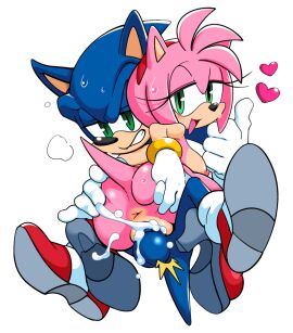 1boy 1girls 2019 5_fingers accessory amy_rose animal_ears anthro anthrofied anus ass ass_grab balls big_ass big_butt black_nose blue_balls blue_fur blue_penis bodily_fluids bottomless bracelet breasts breath bubble_ass bubble_butt butt_grab clenched_teeth clothing cum cum_in_pussy cum_inside duo erect_nipples erection eulipotyphlan eyelashes female footwear fur genital_fluids gesture gloves green_eyes hand_on_ass hand_on_butt handwear headband heart hedgehog humanoid_hands humanoid_penis humanoid_pussy jewelry male mammal mostly_nude multicolored_fur nipples orgasm penetration penis pink_fur pussy sega sex shoes simple_background sonic_(series) sonic_the_hedgehog sonic_the_hedgehog_(series) spreading straight sweat tail tan_fur teeth thick thick_thighs thumbs_up topless twitter vagina vaginal_penetration vaginal_sex watatanza white_background wide_hips