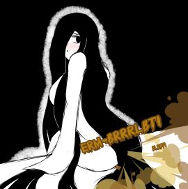 big_ass black_eyes black_hair blush fart fart_cloud fart_fetish farting female ghost ghost_girl looking_back monochrome mrtomato8224 thick_ass