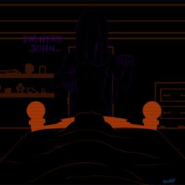 1girls amy_martin bed bedroom breasts crt_effect demon faith_the_unholy_trinity father_john_ward female female_only grillo human naked naked_female parody possessed possession text