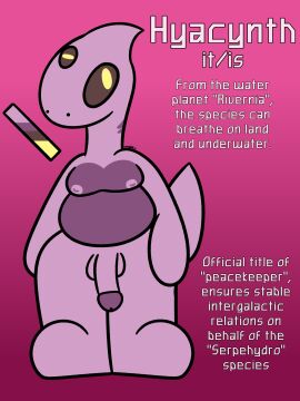 2025 3_eyes alien cringebird gills humanoid_genitalia humanoid_penis hyacynth_(cringebird) male multi_eye penis purple_body purple_eyes reference_image reference_sheet serpehydro tagme yellow_pupils