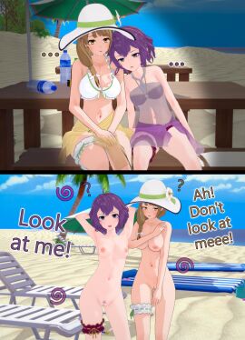 ... 2girls 2koma 3d ? accessory alternate_costume arms_behind_head ass_visible_through_thighs bangs bare_arms bare_legs bare_midriff bare_shoulders bare_thighs beach beach_chair beach_umbrella bench bernadetta_von_varley bernadetta_von_varley_(summer) bikini blush bottle braid breasts brown_hair cleavage collarbone completely_nude confusion covering covering_breasts drooling embarrassed empty_eyes english_text exhibitionism female female_only female_pubic_hair femsub fire_emblem fire_emblem:_three_houses fire_emblem_engage fire_emblem_heroes goldmary_(fire_emblem) grey_eyes hair_over_shoulder hat hat_flower humiliation hypnotic_magic instant_loss instant_loss_2koma legband legs long_hair looking_at_viewer medium_breasts midriff mind_control multiple_females multiple_girls multiple_subs naked_hat navel necklace nintendo nipples nude nude_female ocean official_alternate_costume outdoors palm_tree parasol personality_switch pose pubic_hair public purple_bikini purple_hair purple_sarong purple_swimsuit pussy saliva saliva_trail sand sarong see-through short_hair shoulders side_ponytail sitting small_breasts sun_hat swimsuit table text thighs towel tree umbrella water white_bikini white_swimsuit yellow_eyes yellow_sarong