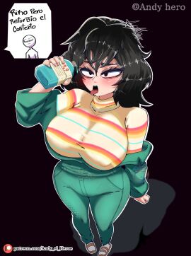 andy_hero anya_(mouthwashing) big_ass big_breasts big_butt big_thighs big_titties black_hair bra breasts character_request clothing curvaceous curvaceous_female curvaceous_figure curvy curvy_figure curvy_hips female female_focus female_only hairy_pussy innocent mouthwashing mouthwashing_(game) nerd open_mouth panties pussy short_hair solo spanish_text