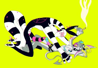 6_nipples alien anthro arm_tattoo armpit_hair back_tattoo balls black_hair blunt body_hair cuntboy demon drug_usage drugs duo ear_piercing eyebrow_piercing facial_piercing forked_tongue fur furgonomics furry-specific_piercing genitals grey_body grey_fur grin hair hi_res horn hypnotic_eyes imp intersex intersex/male lip_piercing looking_at_viewer male marijuana mastectomy_scar multi_nipple multicolored_eyes nipple_piercing nipples penis piercing pinup pisces_(plentyofsoup) plentyofsoup pose rainbow_eyes saturn's_eel scar sharp_teeth shoulder_tattoo smile smoking smoking_marijuana snakebite_piercing spade_tail strap-on strapon striped_body striped_genitalia striped_penis stripes tail tail_piercing tattoo teeth tongue touching_tips valentine_valentine_(plentyofsoup)