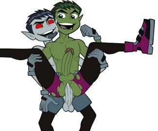 beast_boy beast_boy_(teen_titans) cum cumming dc dc_comics gay gay_domination gay_sex iyumiblue male male_only penis precum teen_titans transparent_background white_outline yaoi