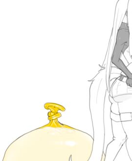 after_cock_vore after_ejaculation after_vore arknights ass boots condom excessive_cum female from_side futanari greyscale hitobashira_(1746164306) horse_girl horse_tail implied_futa intersex long_hair male monochrome out_of_frame paid_reward_available partially_colored penis platinum_(arknights) post-vore shorts shrug_(clothing) simple_background solo tail thigh_boots used_condom white_background