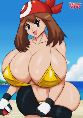1girls bikini breasts female gold_bikini huge_breasts mallow_strife may_(pokemon) pokemon tagme