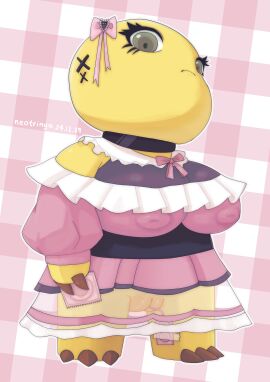 2024 3_fingers 3_toes absurd_res anthro bald barefoot big_breasts biped black_choker black_clothing black_dress black_jewelry black_necklace breasts brown_claws choker claw_fingers claw_toes claws cleavage closed_frown clothed clothed_anthro clothed_female clothing condom dated dinosaur dress eyelashes feet female female_anthro fingers frilly frilly_clothing frilly_dress front_view full-length_portrait genitals green_eyes grey_body grey_scales hi_res holding_condom holding_object jewelry looking_at_viewer looking_down looking_down_at_viewer masturbation multicolored_body multicolored_clothing multicolored_dress multicolored_scales nai_long nai_long_(character) necklace neotrinya nipple_outline no_bra no_bra_under_clothes no_panties no_underwear outline pattern_background penetration pink_clothing pink_dress plaid plaid_background portrait prehistoric_species pussy reptile scales scalie sex_toy sex_toy_in_pussy sex_toy_insertion sexual_barrier_device signature simple_background solo standing tape toes translucent translucent_clothing translucent_dress two-tone_body two-tone_scales unused_condom vaginal_masturbation vaginal_penetration vibrator vibrator_controller vibrator_in_pussy white_clothing white_dress white_outline wrapped_condom yellow_body yellow_pussy yellow_scales