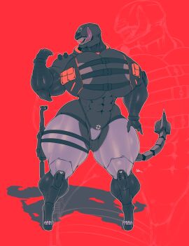 abs absurd_res activision anthromorph ass bethesda bethesda_softworks big_breasts black_body breasts breasts_bigger_than_head commission commission_art digital_drawing_(artwork) digital_media_(artwork) eyeless female flexing flexing_bicep gun heels high_heels high_resolution highres hyper hyper_breasts id_software kriss_usa kriss_vector mecha muscular muscular_female panzerhund platform_heels pose posing semi_nude sharp_teeth simple_background strong_female submachine_gun sukoi_(artist) tactical_gear tactical_vest tactilewd tail thick thick_ass thick_legs thick_thighs tight_clothing tongue tongue_out visible_nipples wolfenstein