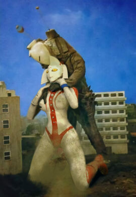 3d 3d_(artwork) alien alien_girl alien_humanoid breasts building female groping groping_breasts king_bockle losing_fight mother_of_ultra realistic ultraman_(franchise) ultrawoman_marie