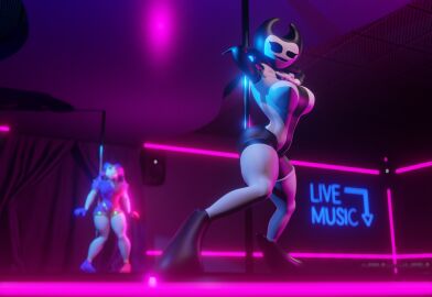 2girls 3d bendy bendy_and_the_ink_machine buhonero75 crossover female female_only glitch_productions multiple_females multiple_girls pomni_(the_amazing_digital_circus) solo_focus stripper_pole tagme the_amazing_digital_circus