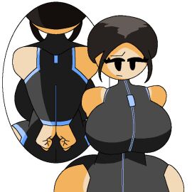 1girls 2d 2d_(artwork) 2d_artwork armbinder arms_behind_back back_view bondage bondage_gf bondage_girlfriend_(artist) bondage_outfit dispatcher_(tds) female latex latex_suit leather_straps roblox roblox_game robloxian tagme tower_defense_simulator