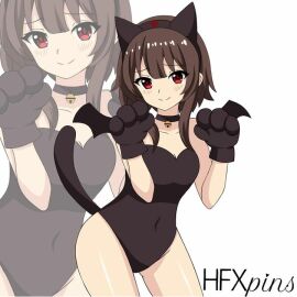 bat_ears bat_wings brown_hair cat_tail cosplay faithful_to_the_anime female hfxpins kono_subarashii_sekai_ni_shukufuku_wo! megumin