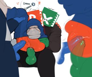 absurd_res anal anal_sex anus ass bodily_fluids bottomwear bottomwear_down clothed clothing color colored cum cum_in_ass cum_inside eyewear for_a_head gay gay_sex genital_fluids glasses group group_sex hi_res humanoid kogito living_logo logo_parody male male/male male_only male_penetrated male_penetrating male_penetrating_male microsoft microsoft_excel microsoft_office microsoft_powerpoint microsoft_word object_head pants pants_down partially_clothed penetration penile penile_penetration penis penis_in_ass sex threesome trio twitter_link white_background yaoi