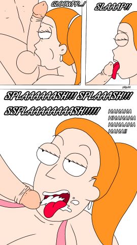 1boy 1girls brother_and_sister color colored colored_skin deuscartoon english_text explicit female full_color incest male morty_smith oral_creampie oral_sex partial_male rick_and_morty sister summer_smith uncensored