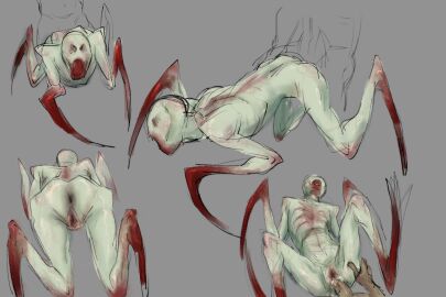 anal blood_in_mouth horror humanoid male male_monster monster no_eyes no_penis penetration sketch specimen_zero xd