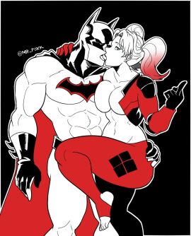 1boy 1girls ass barefoot batman batman_(bruce_wayne) batman_(series) big_ass big_breasts breasts bruce_wayne cheating cuckold dc dc_comics enemies enemies_with_benefits feet feet_up female harley_quinn harley_quinn_(injustice) kissing leg_up leggings looking_at_viewer male middle_finger mr_foxy15 muscular muscular_male netorare ntr partially_colored stirrup_legwear straight suggestive suggestive_look superhero teasing tongue_kiss twintails