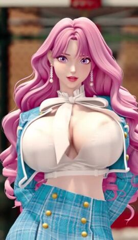 1girls 3on3freestyle ai_assisted ai_generated big_breasts blair_(3on3freestyle) breast_expansion breasts pink_hair tagme video white_skin