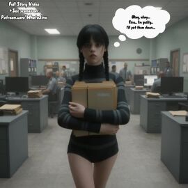 age_difference ai_generated booty crossed_legs freckles full_video_at_source goth_girl highres jenna_ortega naked_thighhighs patreon patreon_username perfect_body petite petite_girl pole police_station police_uniform size_difference skinny_girl skirt slender_body slender_waist small_breasts socks sounds speech_bubble story_at_source surrendering tagme the_addams_family thigh_gap thighs twin_braids twintails ugly_sweater upskirt video voice_acted wednesday_(netflix) wednesday_addams whatajinx