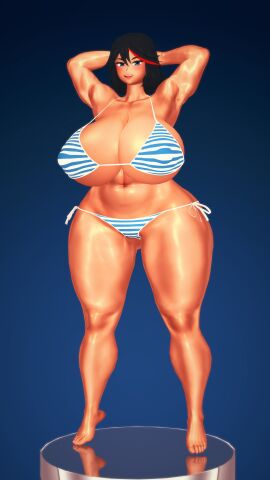 1girls 3d armpits arms_behind_head barefoot big_breasts big_thighs bikini breasts busty cinnamon_tea female female_only full_body gigantic_breasts huge_breasts huge_thighs kill_la_kill koikatsu large_breasts large_thighs massive_breasts matoi_ryuuko navel standing swimsuit thick_thighs thighs voluptuous