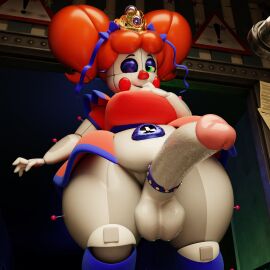 3d animatronic baby_(fnafsl) balls ballsack big_balls big_belly big_cock big_cocks blue_stockings bow bow_in_hair bow_ribbon circus_baby circus_baby_(fnaf) circus_queen_(justaperson) clown clown_girl crown dickgirl female five_nights_at_freddy's five_nights_at_freddy's:_sister_location futanari ginger ginger_hair green-eyed_female green_eyes huge_balls huge_cocks intersex jordevoir justaperson_queendom looking_at_viewer orange_hair penis presenting presenting_penis red_hair robot robot_girl sister_location smile smiling smiling_at_viewer solo solo_futa stockings testicles thick thick_thighs tiara white_body white_skin white_skin_(monochrome) winking_at_viewer