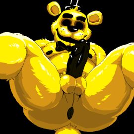 1:1 anthro anus ass balls bear black_background black_eyes bow_tie clothing digital_media_(artwork) empty_eyes erection five_nights_at_freddy's genitals golden_freddy_(fnaf) hat headgear headwear hi_res hip_sway humanoid male male_only mammal myuger nipples nude penis pixel_(artwork) presenting presenting_hindquarters scottgames simple_background slightly_chubby smile smiling_at_viewer solo spread_legs spreading tail top_hat yellow_body