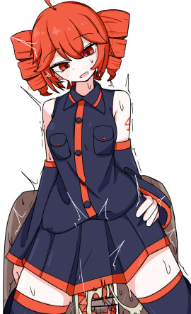 1boy 1girls 2d 2d_(artwork) absolute_territory ahoge ambiguous_penetration arm_tattoo big_thighs breasts censored censored_penis clothed clothed_female clothed_female_nude_male clothed_sex clothing cowgirl_position cum cum_drip cum_inside cum_leaking cum_string dark-skinned_male detached_sleeves excessive_cum female female_on_top fully_clothed hand_on_hip kasane_teto large_thighs looking_down male medium_breasts open_mouth partial_male penis petite petite_body petite_female red_eyes red_hair seductive seductive_look seductive_smile sex simple_background skinny skinny_female skirt slim_girl slim_waist straight sweat sweating tail tailjob tailjob_while_penetrated tattoo thick_thighs thighhighs thighs tremble_spikes trembling twin_drills utau voifoooork white_background zettai_ryouiki