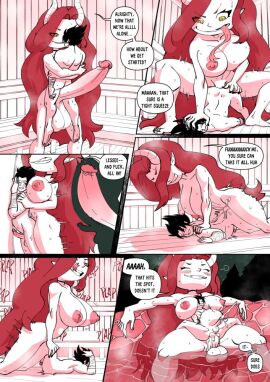 1boy 1futa anal big_head breasts crocodraws cum cum_in_ass cum_overflow cum_while_penetrated cumflated_belly cumflation demon_girl female forked_tongue futa_giantess futa_is_bigger futa_on_male futanari giantess hyper_breasts hyper_penis inflation intersex male onsen original penis sauna stomach_bulge x-ray