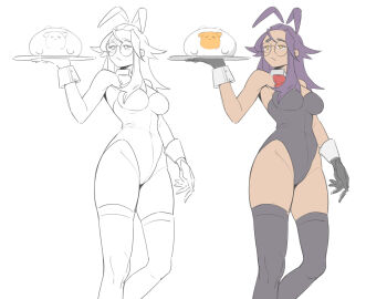 1girls artist_girl breasts bunny_ears bunnysuit clothed egg_yolk female glasses gloves indie_virtual_youtuber latex pikat pikat_(character) purple_hair solo standing thighs twitter_user_sona virtual_youtuber youtube youtuber_girl youtuber_sona