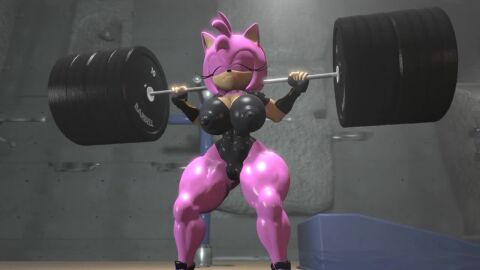 amy_rose animated breasts female female_only huge_ass huge_breasts inmersion_(artist) legs muscular muscular_female nipples sfm sonic_(series) squatting tagme video working_out
