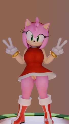 3d amy_rose female no_humans non-human non-human_only presenting_pussy pussy sonic_(series) twintails3d