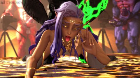 1girls 3boys 3d anal anal_insertion anal_sex animated areolae breasts dark-skinned_female dark_skin doggy_style elaisha_sorn elf elf_ears elf_female elf_girl filming geministarsign handjob kaminakirei kirara_kitsune lizard lizardman nipples penetration penis scales scalie sex_from_behind snake_(petruz) sound source_filmmaker subverse tagme video