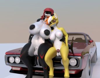 2024 abel_(haolde) animal_genitalia animal_penis anthro ass balls beach big_breasts black_nipples blender_(artwork) breasts canid canine canis car digital_media_(artwork) duo equid equine equine_genitalia equine_penis eyewear fish futanari genitals haolde haolde_(character) hi_res horse hug huge_breasts hybrid intersex intersex/intersex mammal marine nipples nude penis shark sunglasses vehicle wolf