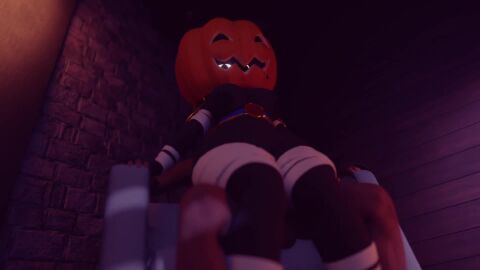1boy 1girls bouncing bouncing_on_penis chair chair_sex cum_inside from_behind halloween in_heat monsterbox nile_(in_heat) pumpkin pumpkin_head sonatnsfw sound tagme vaginal_penetration video