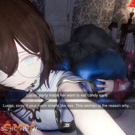 1boy 1girls ass ass_bigger_than_head big_ass eating_ass female futanari huge_ass intersex male sonivvnsfw text