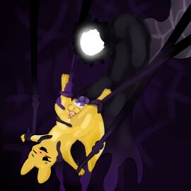 1:1 absurd_res anal anthro blush bodily_fluids bondage bound bulge cum duo floating genital_fluids genitals hi_res inschaal looking_pleasured male male/male monk_(rain_world) penis rain_world slugcat small_penis tentacle the_prince_(rain_world) videocult