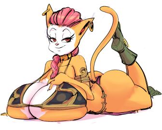 1girls anthro anthro_only ass belly_dancer belly_dancer_outfit boots braided_hair breasts bubble_ass bubble_butt cat_ears cat_girl cat_tail catgirl crossover_cosplay female female_only furry harem_girl harem_outfit huge_breasts loincloth long_hair looking_at_viewer monique_pussycat orange_eyes pink_hair slave slave_bikini slave_girl slave_leia_(cosplay) slave_outfit solo star_wars super_fuck_friends voluptuous