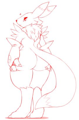 2017 anthro armwear ass ass_grab bandai_namco big_ass big_butt black_sclera breasts bridal_gauntlets butt_grab canid canine claws clothing digimon digimon_(species) digital_drawing_(artwork) digital_media_(artwork) dipstick_tail eye_markings female fox fur hand_on_ass hand_on_butt iriedono looking_back mammal markings mostly_nude multicolored_tail neck_tuft renamon solo standing tail tail_markings toe_claws tuft