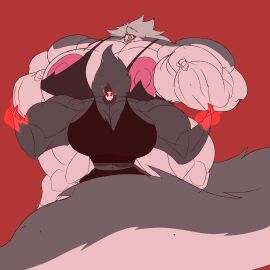 abs biceps big_breasts breasts female hair helluva_boss huge_breasts hyper_muscles large_breasts long_hair loona_(helluva_boss) muscles muscular muscular_arms muscular_female muscular_legs muscular_thighs octavia_(helluva_boss) pecs