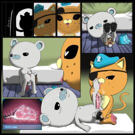 anal anal_sex anthro ass ass_up balls bear bed bedroom_eyes blush blush_lines bodily_fluids boots captain_barnacles_bear chibi clothing cum cum_inside cum_on_chest cum_on_face domestic_cat duo eye_patch eyewear feet felid feline felis foot_fetish foot_lick foot_play foot_rub footwear from_front_position furniture genital_fluids genitals hat headgear headwear hi_res internal kwazii licking lying male male/male mammal missionary_position narrowed_eyes nivy_(artist) octonauts on_back pawpads paws penetration penile_spines penis pillow polar_bear pose seductive sex tongue underwear ursine