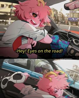 1girls ashido_mina big_breasts breasts female khyleri minoru_mineta momo_yaoyorozu my_hero_academia pink-haired_female pink_hair teenager