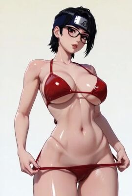 1girls 2025 2d ai_generated aistuffo big_breasts bikini bikini_bottom bikini_top black_hair boruto:_naruto_next_generations breasts female female_only glasses naruto oily_skin red_eyes sarada_uchiha short_hair solo tagme taking_clothes_off video wide_hips wide_thighs