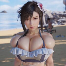 3d alternate_breast_size areola_slip beach bikini bikini_top breasts bursting_breasts female final_fantasy final_fantasy_vii final_fantasy_vii_remake lunarpuddingyum massive_breasts screenshot_edit swimsuit tifa_lockhart tifa_lockhart_(shining_spirit)