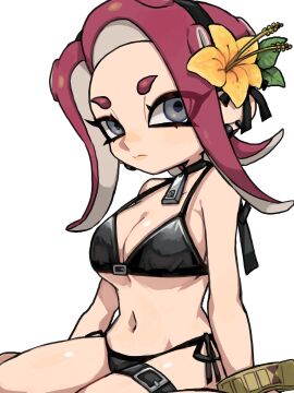 1girls agent_8_(octo_expansion) agent_8_(splatoon) big_breasts bikini breasts female female_focus flower flower_in_hair ikachan_pochan light-skinned_female light_skin nintendo octoling octoling_girl solo solo_female solo_focus splatoon splatoon_(series) splatoon_2:_octo_expansion swimsuit tagme thigh_strap twitter_link