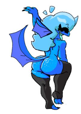 1girls ass back_view blue_body bubble_ass bubble_butt female monster nude nude_female water_creature