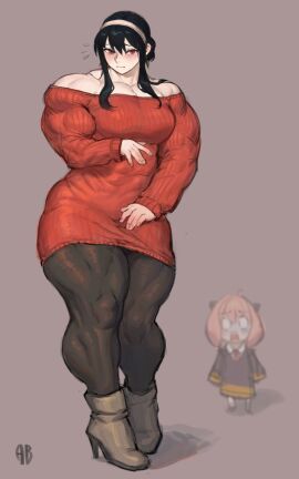 2girls animalbutton anime anya_forger athletic athletic_female bangs black_hair blush blushing_at_viewer clothed clothed_female embarrassed embarrassed_female extreme_muscles female female_only human manga milf mommy mother_and_daughter multiple_females multiple_girls muscle_mommy muscles muscular muscular_female older_female pink_hair red_eyes solo_focus spy_x_family toned toned_female yor_briar yor_forger younger_female