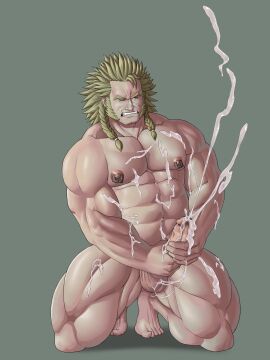 balls bara boner circumcised cum erection lupin_barnabi male male_only masturbation monster_hunter monster_hunter_world muscles muscular nude on_knees orgasm penis solo solo_male the_admiral two-handed_masturbation yaoi