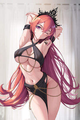 1girls armband armpits arms_behind_head belly belly_button bikini bikini_bottom bikini_only bikini_top black_armband black_bikini black_bikini_bottom black_bikini_only black_bikini_top black_outfit black_string_bikini black_swimsuit black_swimwear bowlp breasts busty busty_female cleavage collarbone crown curtains curvy curvy_body curvy_female curvy_figure curvy_hips curvy_thighs dot_nose earrings elbows female female_focus female_only fingernails fingers hair_between_eyes hair_ornament hand_on_arm hand_on_own_arm hands_behind_head head_tilt high_resolution highres hourglass_figure indoor indoors large_breasts lean_figure legs legs_together light-skined_female light-skinned_female light_skin long_hair looking_at_viewer nail_polish nails navel one_one_eye_open outfit parted_bangs phase_connect phase_euphoria pink_fingernails pink_nail_polish pink_nails red-haired_female red_eye red_hair runie_ruse shoulders simple_background slender_body slender_waist slim_female slim_waist solo standing string_bikini swimsuit swimwear thick_thighs thighs thin_waist tilted_head underboob upper_body v-line virtual_youtuber white_background wide_hips wink winking winking_at_viewer