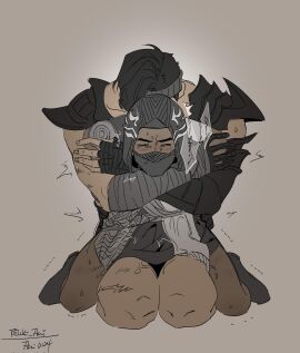 anal_sex blush closed_eyes gay havik hugging_from_behind male male_only masked_male mortal_kombat mortal_kombat_1_(2023) netherrealm_studios partially_clothed rain_(mortal_kombat) rough_sex size_difference sweat throbbing yaoi